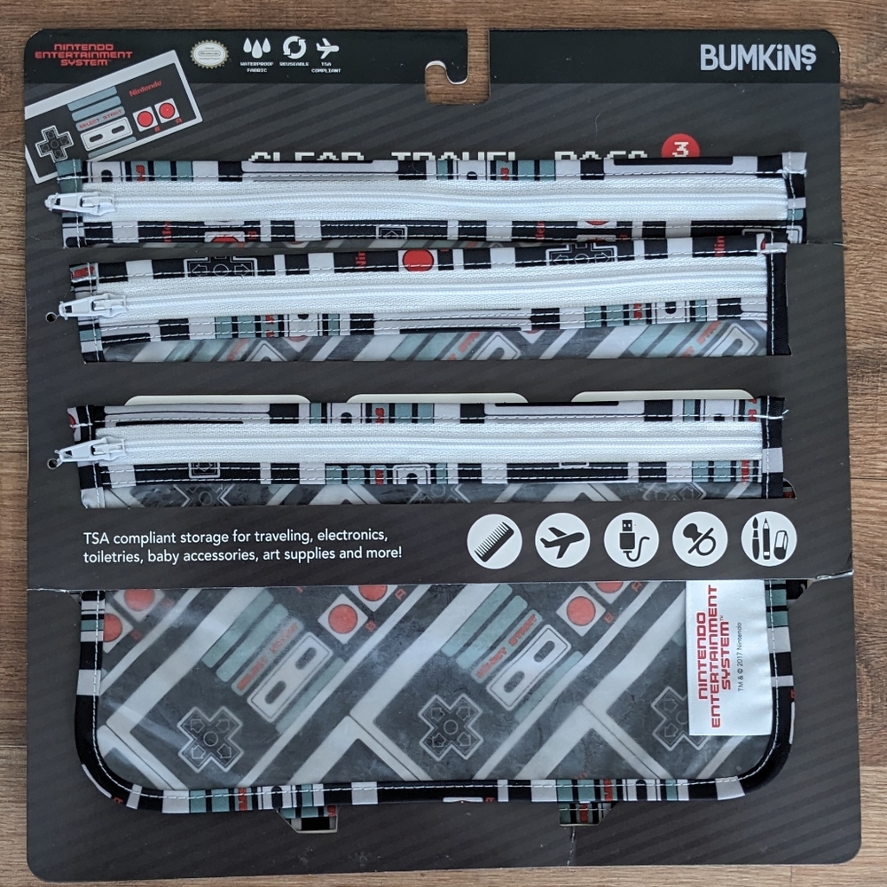 Bumkins X Nintendo TSA clear front pouches